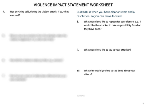 Violence Impact Statement Worksheet (US) | Teaching Resources