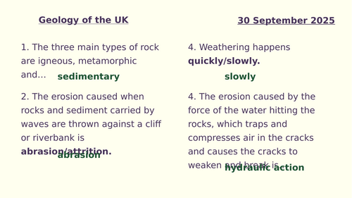 Y8 Coasts: Geology of the UK (igneous, metamorphic, sedimentary)