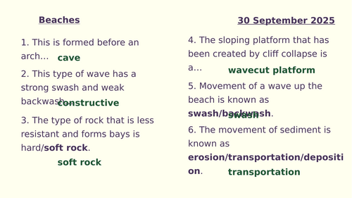 Y8 Coasts: Beaches (longshore drift)