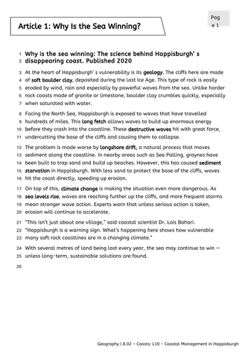 Y8 Coasts: Coastal erosion in Happisburg