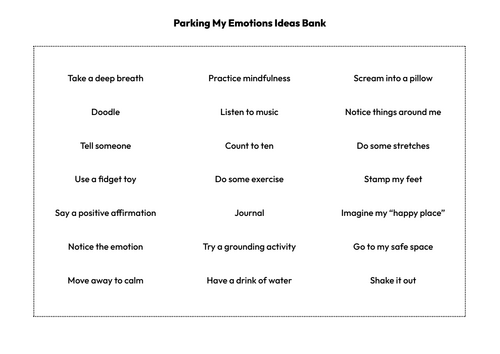Parking My Emotions: Self-regulation activity for SEMH and PSED ...