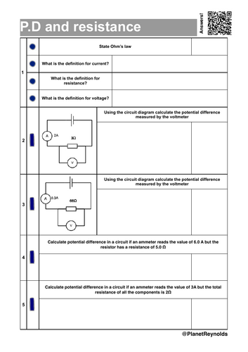 AQA GCSE Physics P4 P4.3 - Potential difference and resistance | + Free ...