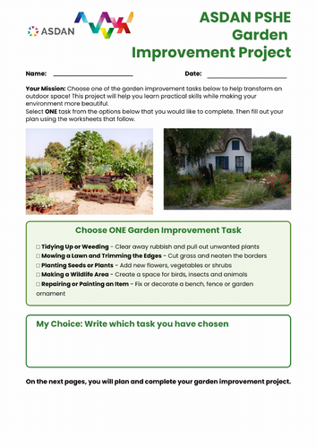 ASDAN PSHE - Improving the Look of a Garden Project | Teaching Resources