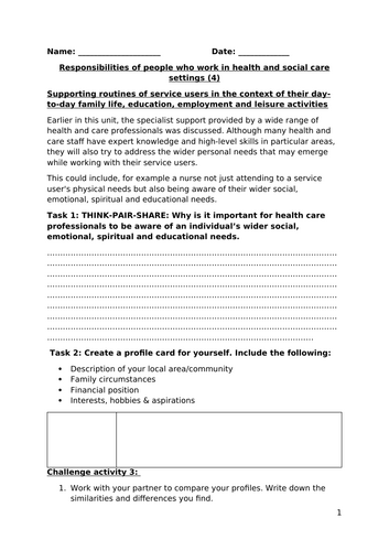 BTEC National Health and Social Care Level 3, Unit 2 Working in Health ...