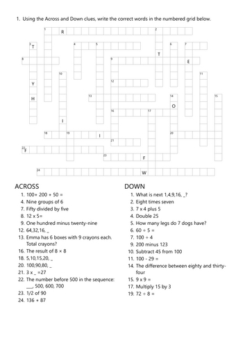 Crossnumber 2 | Teaching Resources