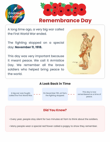 KS1-2 Remembrance Day Activity Sheet | Teaching Resources