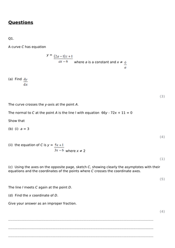 Edexcel IGCSE Further Pure Math: Graphs | Teaching Resources