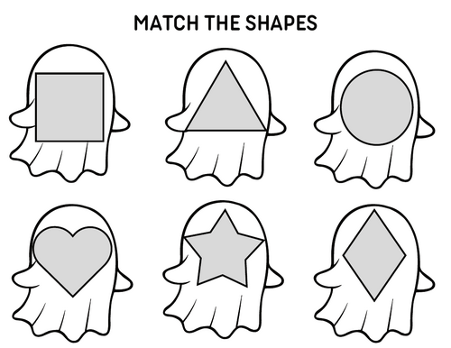 Ghost Halloween Shape Matching Activity 2D Shapes Games Preschool - K ...