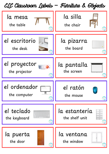 ELE Classroom Labels – Furniture & Objects (3 Levels of Difficulty ...
