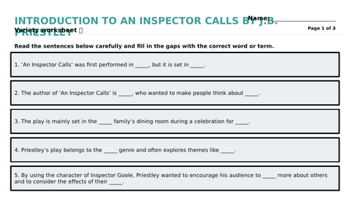 AQA GCSE English Literature - An Inspector Calls | Teaching Resources