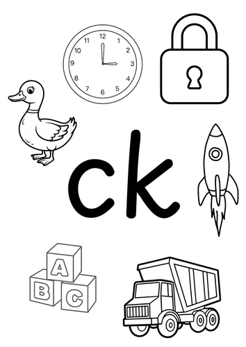 initial sound colouring- ck, e, u, r