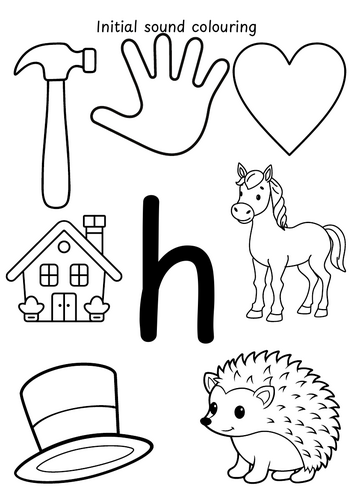 initial sounds colouring- h, b, f, l