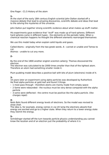 AQA GCSE Chemistry C1.5 History of the Atom (Updated 2026) | Editable ...