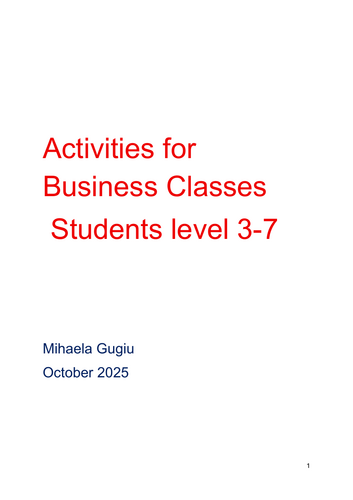 Activities for Business Classes level 3-7 = 15 | Teaching Resources