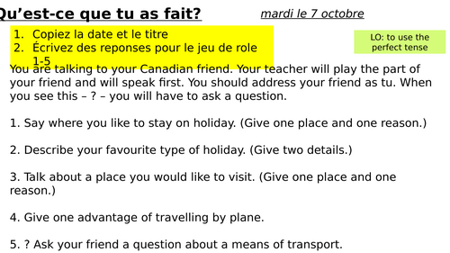 New GCSE French - Module 5 - Numéro Vacances | Teaching Resources