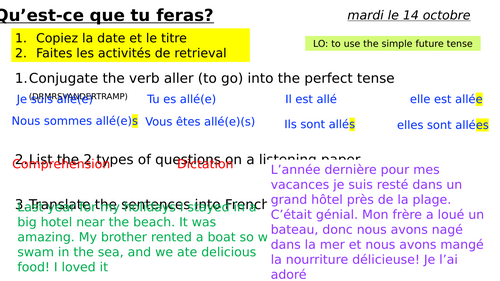 New GCSE French - Module 5 - Numéro Vacances | Teaching Resources