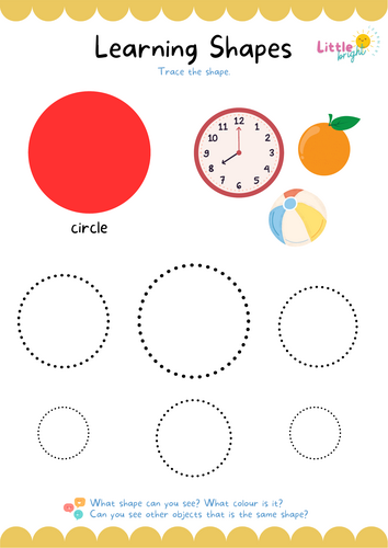 Learning Shapes – Trace Activity | 2D Shapes Tracing Worksheets for EYFS & KS1