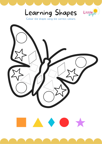Learning Shapes – Butterfly Colouring Activity | EYFS & KS1 Maths