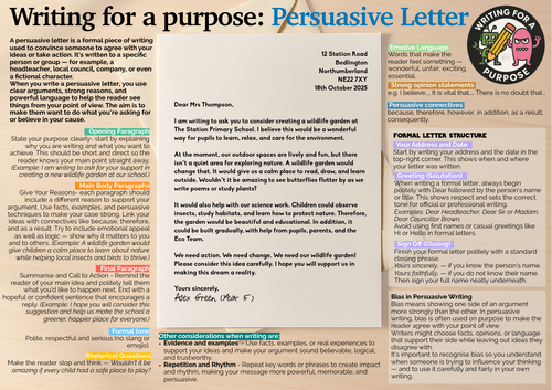 Writing for a Purpose: Persuasive Letter KS2+