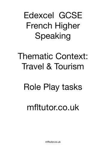 Role Play questions for Edexcel GCSE French Higher Tier | Teaching ...