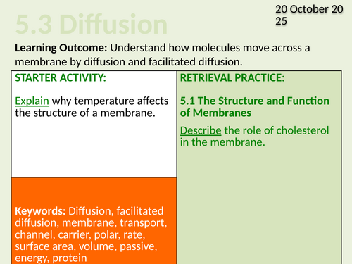 OCR Biology A- 5.3 Diffusion