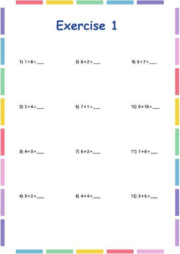 Addition to 10 Worksheets | Early Math Practice | Answer Key Included ...