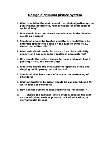Crime topic - Design a criminal justice system for A Level and GCSE ...