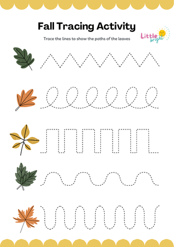 Fall Tracing Worksheet | Fine Motor Autumn Activity | EYFS & KS1