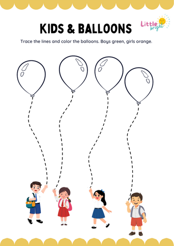 Tracing & Colouring Worksheet | Fine Motor & Colour Matching | EYFS & KS1