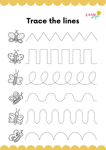 Line Tracing Worksheet Bundle, Fine Motor Pencil Control, 10 Pages