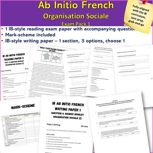 IB Ab Initio French Comprehensive Exam Pack - 5 Themes | Teaching Resources