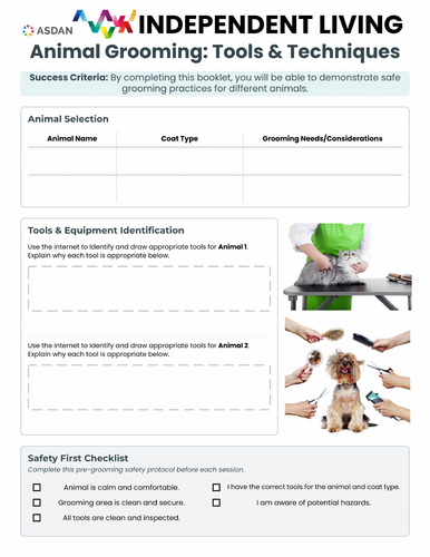 ASDAN Independent Living/Life Skills - Grooming and Coat Care for Animals