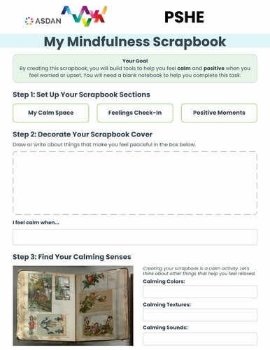 ASDAN LIFE SKILLS - PSHE - Making a Mindfulness Scrapbook