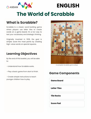 ASDAN Life Skills - English - Explaining Scrabble Task Sheet