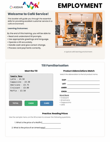 ASDAN Life Skills - Employment - Cafe Service