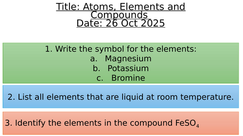 Atoms, elements and compound