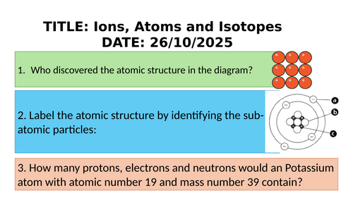 Atoms, ions and isotopes