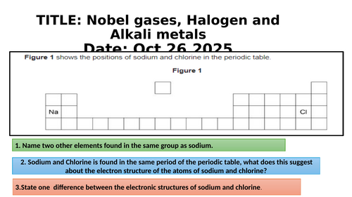 Noble gas, halogen and alkali metal