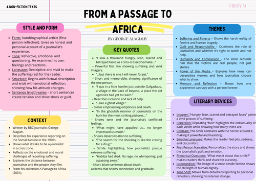 A Passage to Africa George Alagiah Revision Sheet