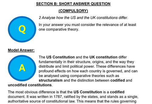 EDEXCEL A Level Politics Model Answers - Full Papers - Paper 3a US ...
