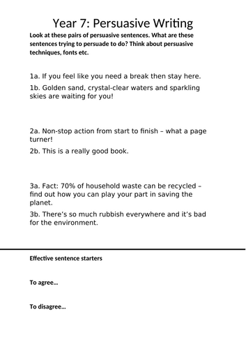 A Complete SoW on Persuasive Writing Suitable for KS3 | Teaching Resources