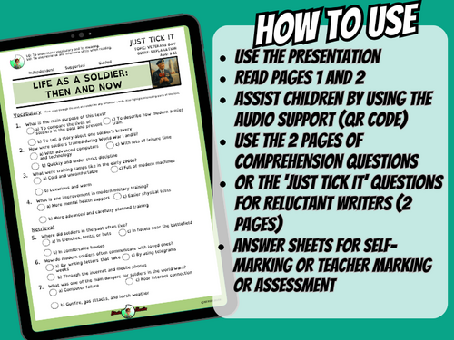 Life as a Soldier - Remembrance Day | Reading Comprehension | Year 5/6 ...