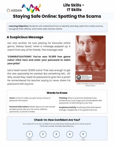 ASDAN Life Skills - IT Skills - Keeping Safe Online