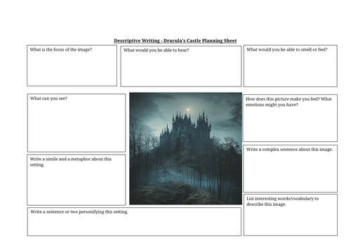 Creative Writing - Descriptive Writing - Dracula's Castle Planning Sheet