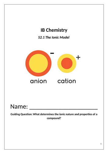 IB Chemistry (2025) S2.1 The Ionic Model