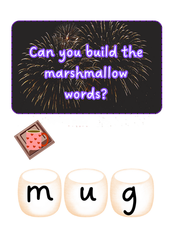 Bonfire Night - Marshmallow CVC phonics