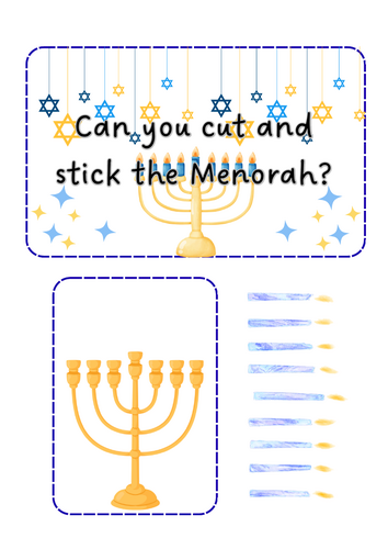 Hanukkah - Cut and Stick Menorah
