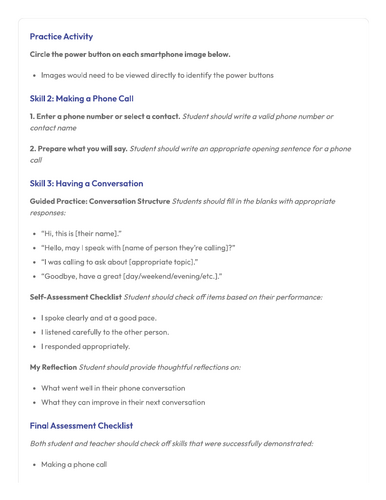 ASDAN Life Skills - Literacy - How to use a Mobile Phone