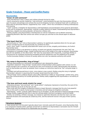 Grade 9 Language and Structure Analysis of all 15 'Power and Conflict ...