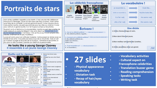 2026 French AQA GCSE Module 2.3 - Portraits de stars